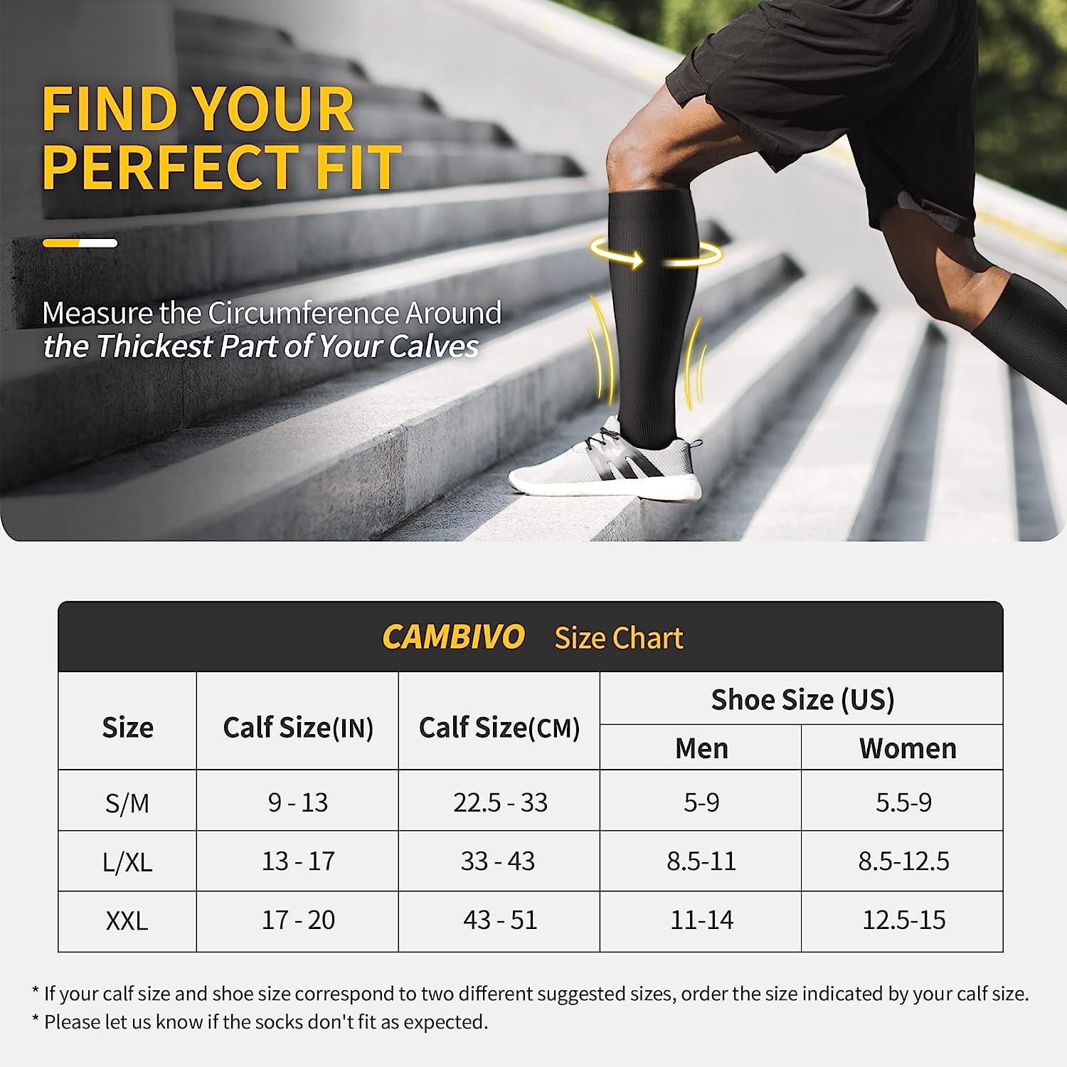 CAMBIVO Compression Socks for Women & Men , 15-20 mmHg Knee High Socks, 6 Pairs Compression Stockings for Traval, Running, Diabetic , Pregnancy, Sports L-XL