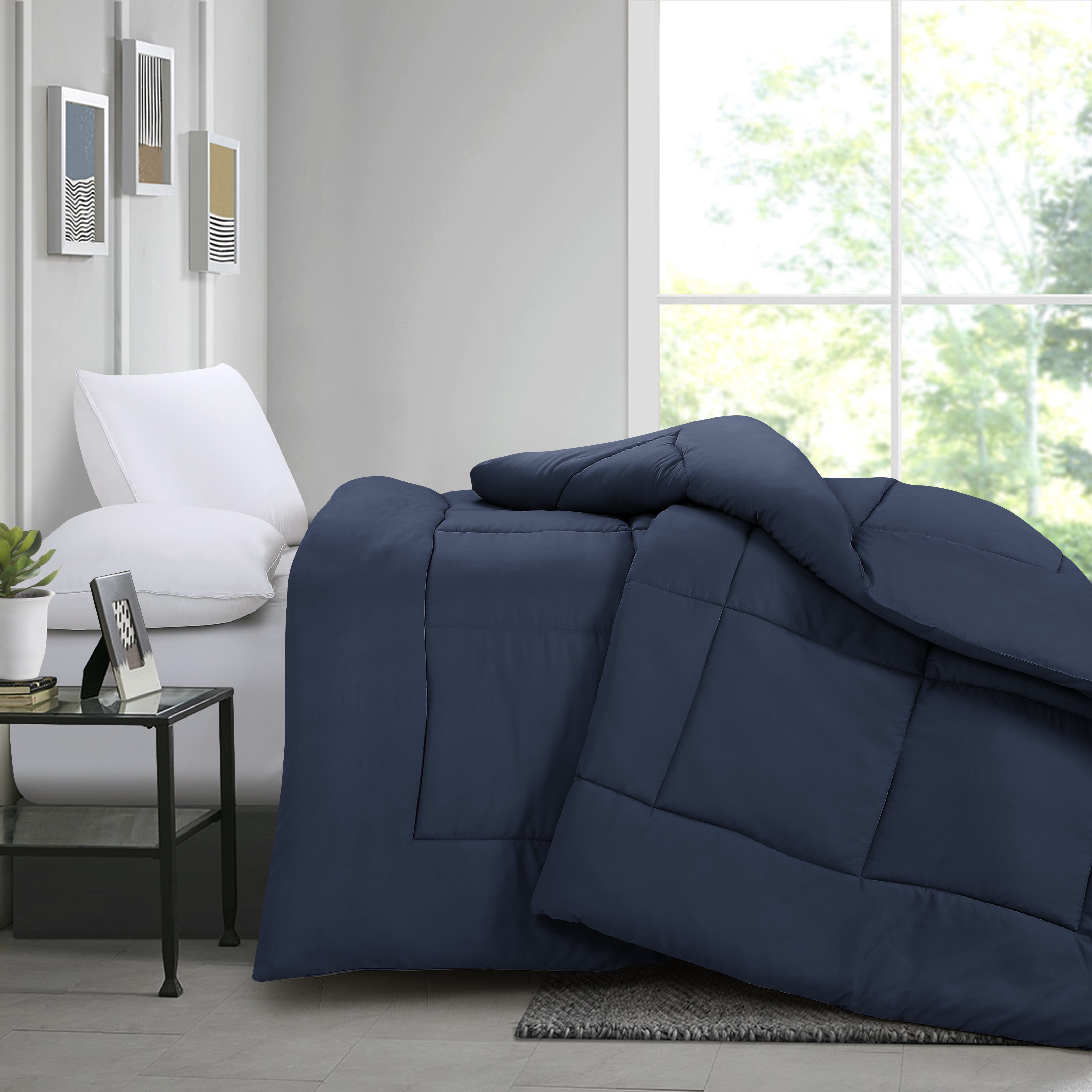 Swift Home Heavy-Filled Down Alternative Comforter, Ultra Soft All Season Hypoallergenic Bedding, Queen/Double, Navy