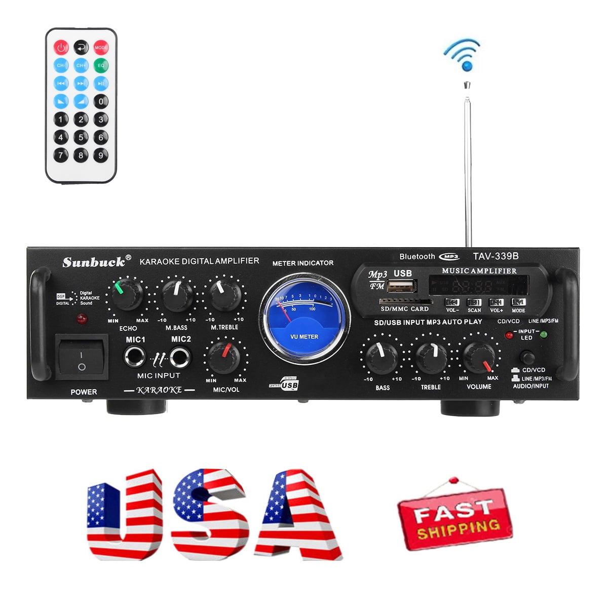 Bluetooth Auto Leistungsverstärker Mic Mixer USB Stereo Home Car Audio Amplifier 