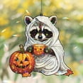 thumbnail image 2 of Lotusprinthandmade Halloween Raccoon and Pumpkin Graphic Custom Shape Star Hologram Ornament 10in, raccoon halloween decor ornament, 2 of 5