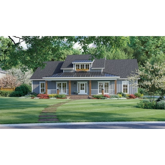 House Plan Gallery - HPG-2041- 2041 sq ft - 3 Bedroom - 2 Bath House Plans - Single Story with a Bonus Room Printed Blueprints - Simple to Build (5 Printed Sets)