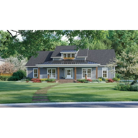 House Plan Gallery - HPG-2041- 2041 sq ft - 3 Bedroom - 2 Bath House Plans - Single Story with a Bonus Room Printed Blueprints - Simple to Build (5 Printed Sets)