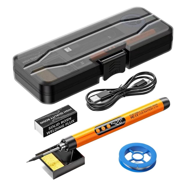 Fer à Souder Numérique Sans Fil, Fer à Souder Numérique Portable Type‐C Sans Fil 10 W à Température Réglable, Outils de Soudage, Comprend une Pointe de Fer à Souder, un Fil à Souder, une Pompe et un Pâte Q5Z8