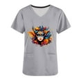 thumbnail image 5 of REORIAFEE Tees for Women Mardi Gras Mask Print Short Sleeve Shirt Round Neck Carnival Fancy Tees Themed Party Fashions Tops Loose Blouse Gray XL, 5 of 5
