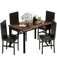 thumbnail image 3 of LinkRomat Dining Table Set for 4, Faux Marble Kitchen Table Set with 4 Leather Upholstered Chairs, 5 Piece Modern Dinette for Dining Room, 3 of 12