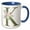 Blue/White, variant on 3drose, Green Monogram Initial K Pretty Floral and Bird, 11oz Two-tone Yellow Mug