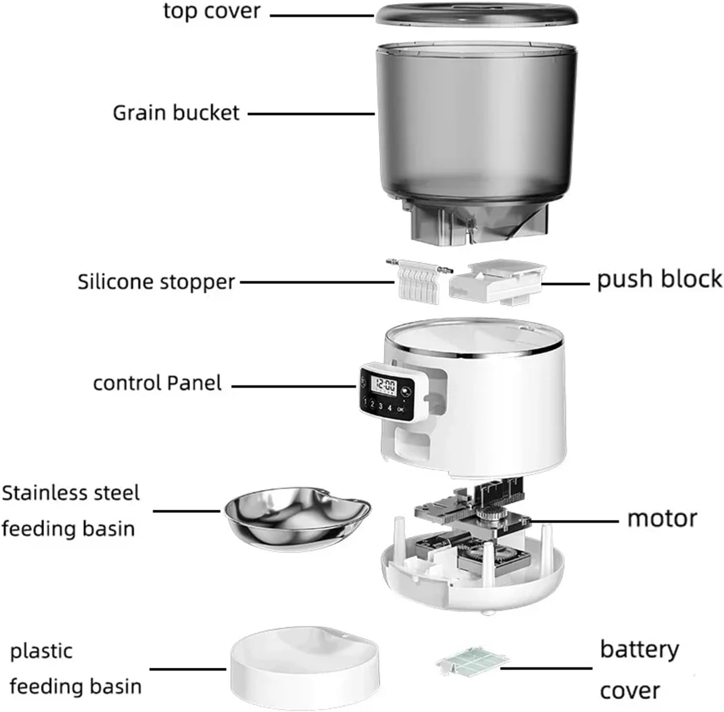 Automatic Cat Feeder with Camera, 1080P HD Video Cat Food Dispenser with Stainless Steel Bowls WiFi Automatic Pet Feeder with 2 Way Audio