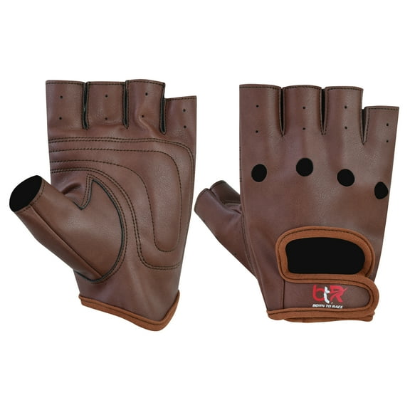 Men's Leather Driving Gloves Fingerless Bus Driver Gloves Vegan Pu Leather Half Finger Fashion Classic Gloves New Brown-S