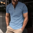 thumbnail image 1 of SYVGVA Mens Summer Short Blouse,Mens Plus Size Top,Mens Printing Button Casual Short Sleeve Round-Neck Blouses Solid Color Shirt for Men,Multicolor,XXL, 1 of 3