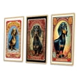 thumbnail image 3 of Designart "Retro Stamp Cute Dachshund Illustration IV" Animals Dog Daschund Framed Wall Art Set Of 3 - Gold Dog Daschund Frame Canvas Set For Living Room Decor, 3 of 6