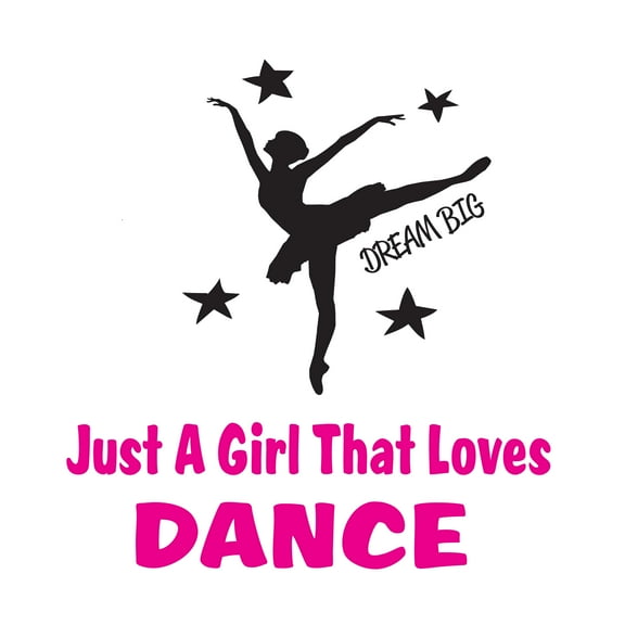 QUOTES - Just A Girl That Love Dance - Vinyl Kids Girls Bedroom Lettering Art Inspirational Quotes Decoration Ballerina Silhouette Design Home Wall Decal Sticker 20" x 20"