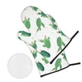 thumbnail image 3 of YFYANG Oven Mitts and Pot Holders Sets 4 Pieces, Non-Slip Heat Resistant Green Cactus Pattern Kitchen Glove Pot Mat for Cooking and Baking, 3 of 8