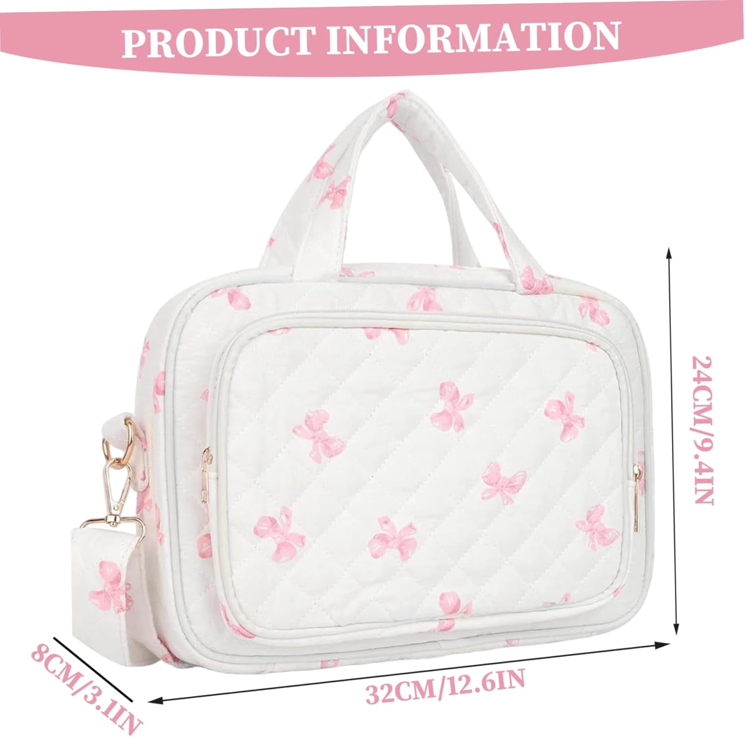 Quilted Floral Print Bible Bag - Bible Carrying Case with Highlighters & Tabs, Top Handle and Adjustable Strap for Women(1Pcs, B)