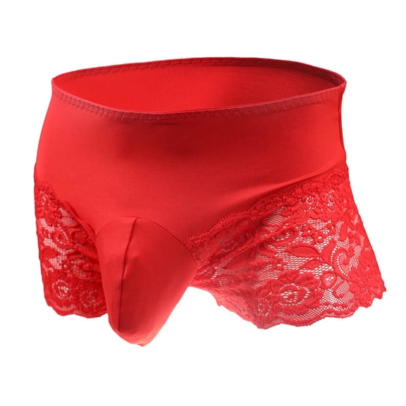 IROINNID Men's Breathable Modal Casual Lace Microfiber Trunks Middle Waist Underwear Covered Band