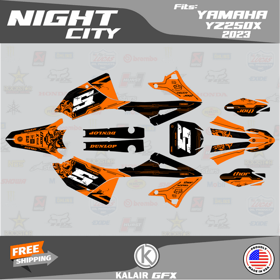 Kalair GFX Graphics Kit for Yamaha 2-stroke Enduro YZ 250X (2023) Nightcity Series