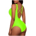 thumbnail image 3 of Bathing Suit For Women- "Women's Chic Neck Swimsuit Color Straps Open Back Triangle Design", Bikini Femme, 3 of 5