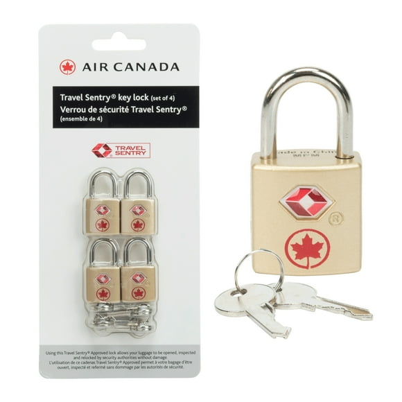 Air Canada 4-Pack TSA Key Locks with 8 Keys for Luggage and Travel Security