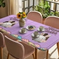thumbnail image 3 of Purple Easter Table Cloths for 6 Foot Rectangle Tables, Spring Cartoon Bunny Colorful Eggs Wood Grain Patio Waterproof Elastic Fitted Tablecloths, Washable Rectangular Table Cover for Camping, 3 of 8