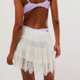 thumbnail image 5 of Uuwenda Women Skirts White Lace Mini Skirt Low Rise Half Underskirt Ruffle Pleated Layered Flowy Short Skirts White S, 5 of 9