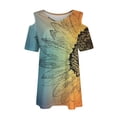 thumbnail image 3 of UoCefik Womens Cold Shoulder Tops Short Sleeve Dressy Casual Shirts Summer Fashion V Neck Basic Tees Sunflower Print Blouses Multicolor 3XL, 3 of 6
