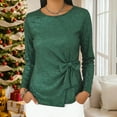 thumbnail image 5 of ClodeEU Women's Round Neck Long Sleeve T Shirts with Sequin Bow Tie,Trendy Tunic Tops Green,Womens Plus XXL, 5 of 5