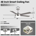 thumbnail image 6 of Vaczon 48" Modern Brushed Nickel Smart Ceiling Fan with Light and Remote for Living Room and Dining Room, 6 of 17