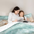 thumbnail image 5 of jejeloiu Natural Coastal Shore 7-Piece Twin Bedding For Girls,Starfish Seashell Bedding Comforter Set,Turquoise Sand,Reversible, 5 of 7