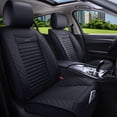 thumbnail image 1 of Juego completo de fundas para asientos de coche Aierxuan 5, de piel impermeable, color negro, 1 of 6
