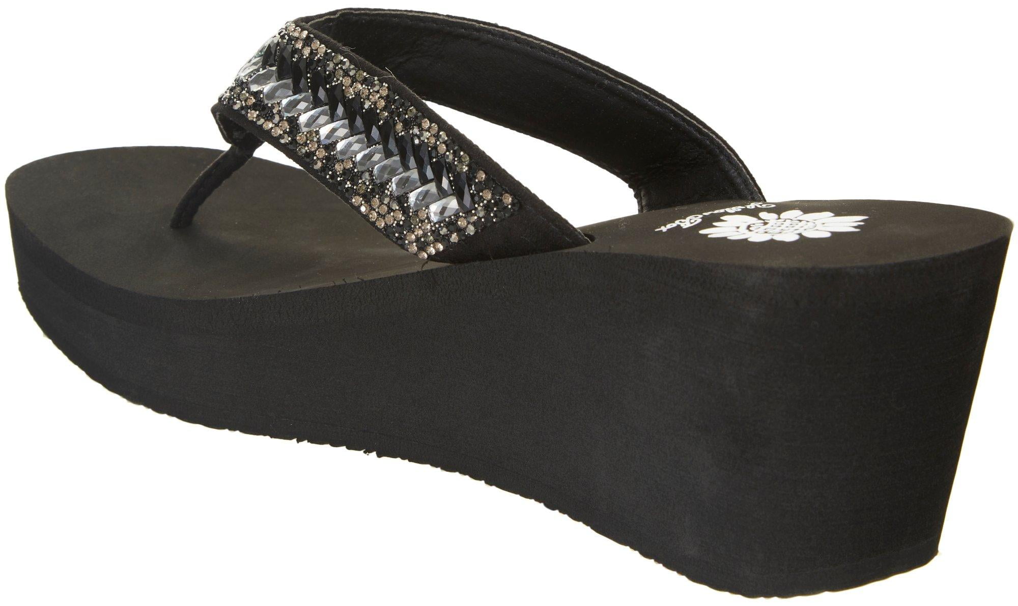 yellow box womens glorian wedge flip flops 10 Black - Walmart.com