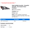 thumbnail image 2 of Right Headlight Assembly - Compatible with 2009 - 2013 Honda Fit Base Hatchback 2010 2011 2012, 2 of 2