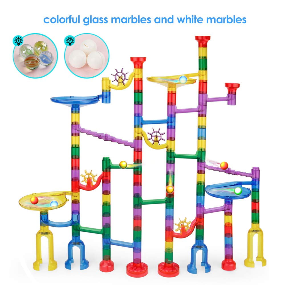 STEM Learning Building Block Toy for Kids and Parent-Child Game MAGIC4U Marble Run Toy,100Pcs Educational Construction Maze Block Toy Set 