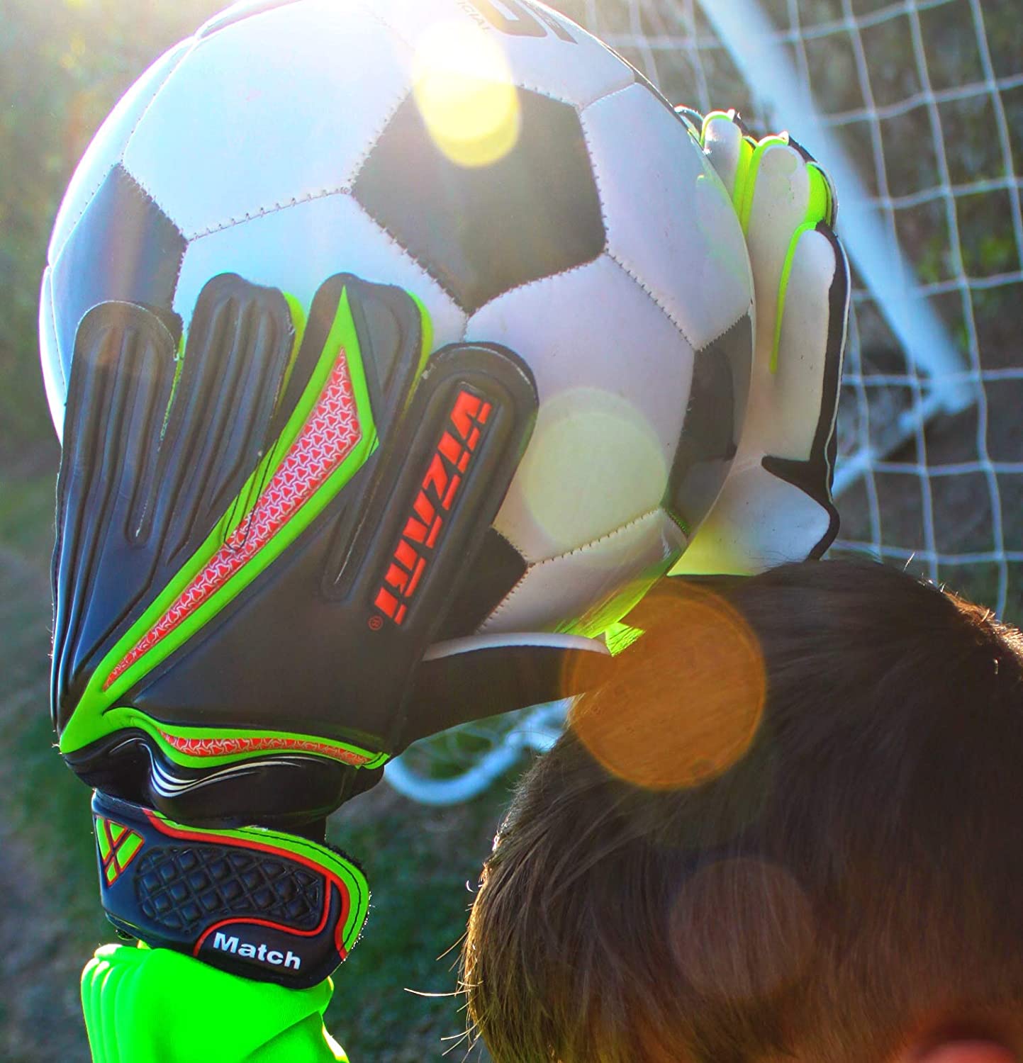 Vizari Junior Keeper Glove - Professional Soccer Goalkeeper Goalie Gloves for Kids and Adults - Superior Grip, Durable Design, Secure Fit - Black/Green,Size -7 - image 2 of 3