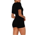 thumbnail image 5 of Women's 2024 V Neck Short Sleeve Shorts Romper Y2k One Piece Yoga Buttons Jumpsuit Bodycon Pajama Set Gym Bodysuit Black,XL, 5 of 7