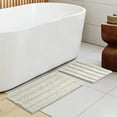 thumbnail image 3 of Subrtex Non-Slip Bathroom Rugs Chenille Soft Striped Plush Bath Mat (Ivory, 16" x 24" + 20" x 32"), 3 of 7