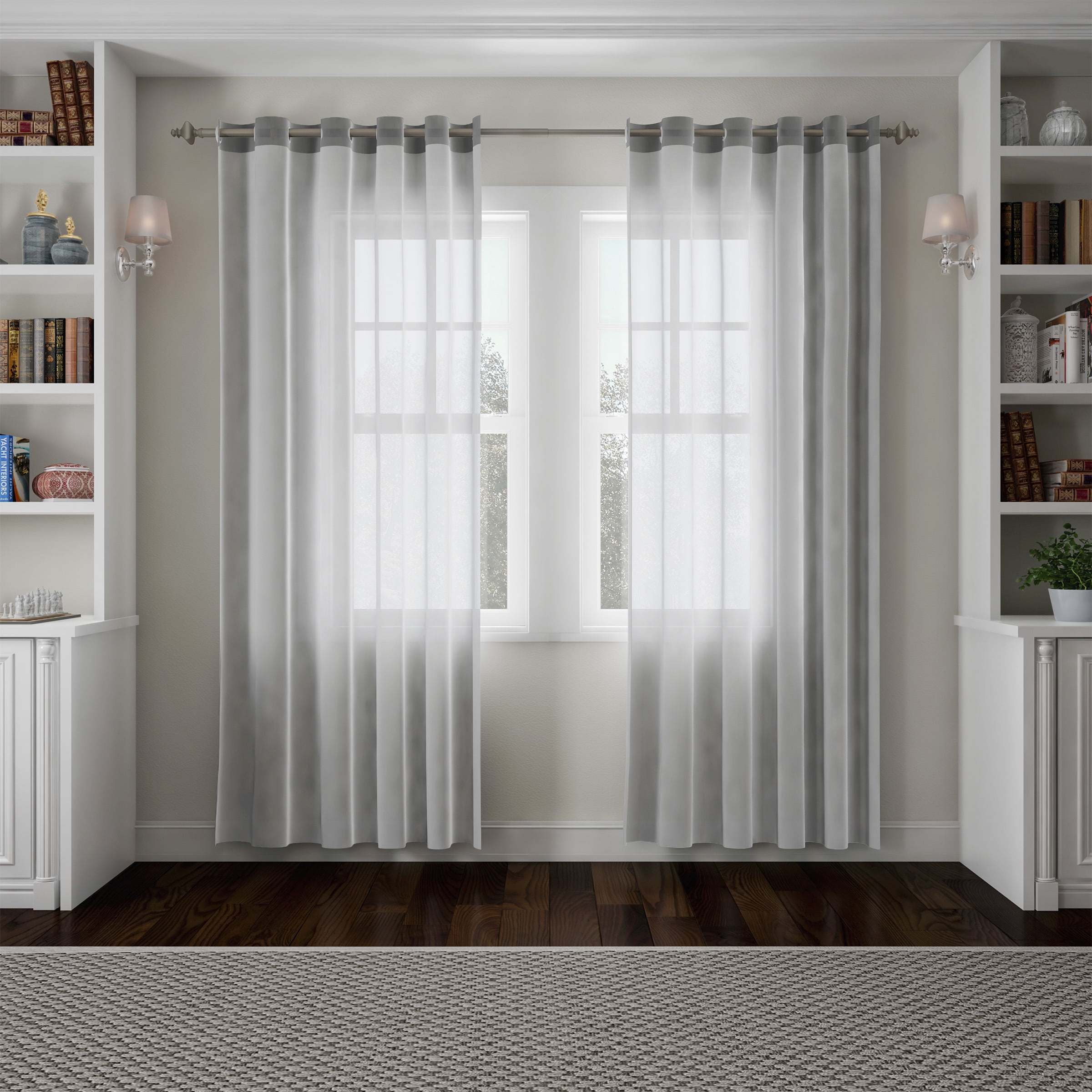 Lavish Home 1-inch Curtain Rod with Turned Finials for Windows 48-84" (Pewter Gray)
