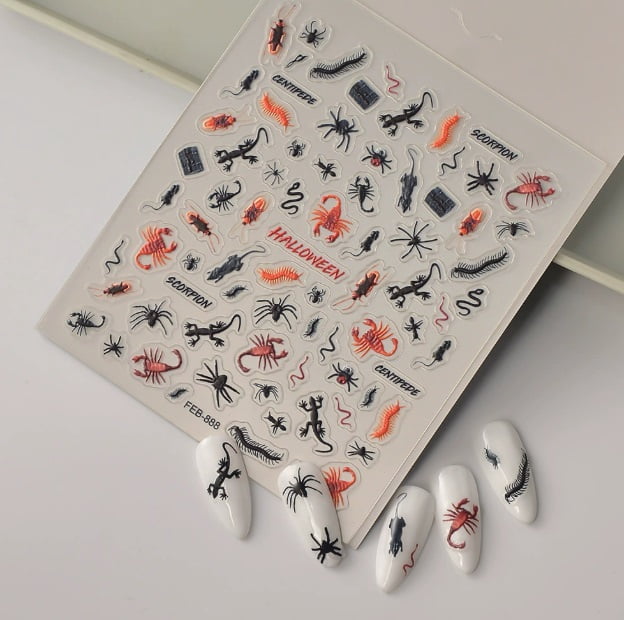 Blood Red 5D Embossed Nail Art Stickers - 3D Halloween Nail Jewelry for Parties & Weddings