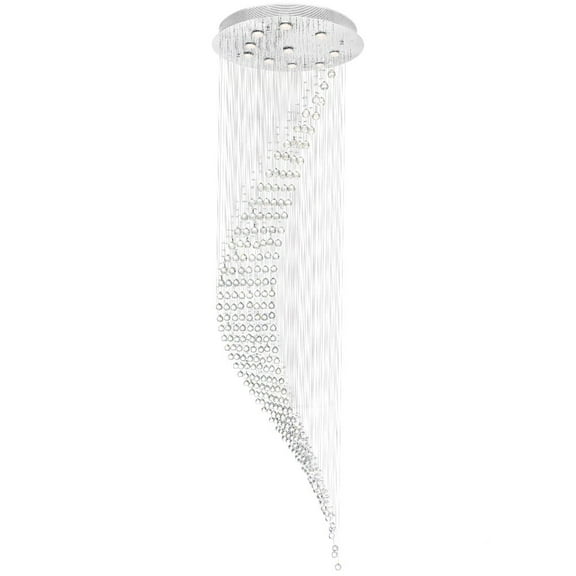 CWI Lighting Ribbon 10 Light Transitional Metal Flush Mount Light in Chrome