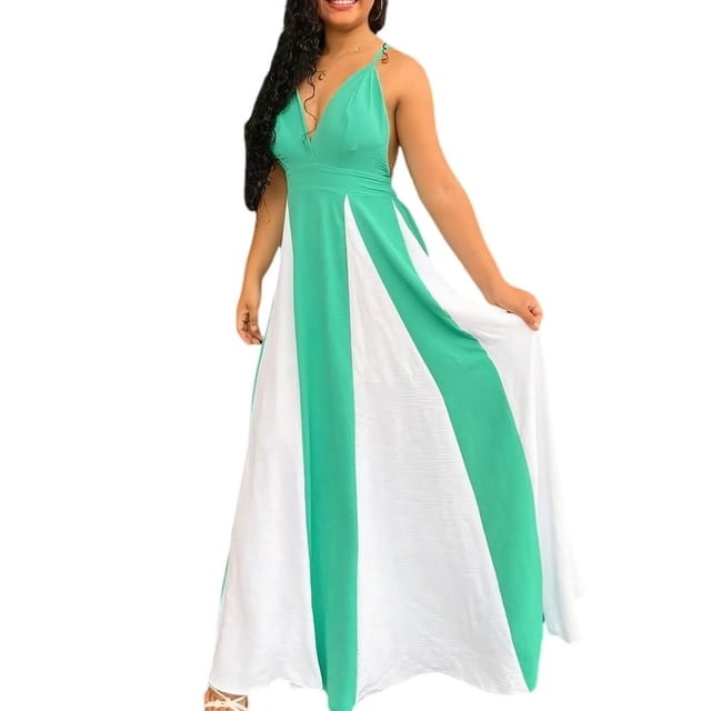 Vestido de fiesta EEMEII con tirantes finos, sin mangas, retazos, menta