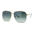 thumbnail image 2 of Mens Luxury Rimless Euro Style Mafia Metal Rim Rectangle Sunglasses Gold - Green, 2 of 4