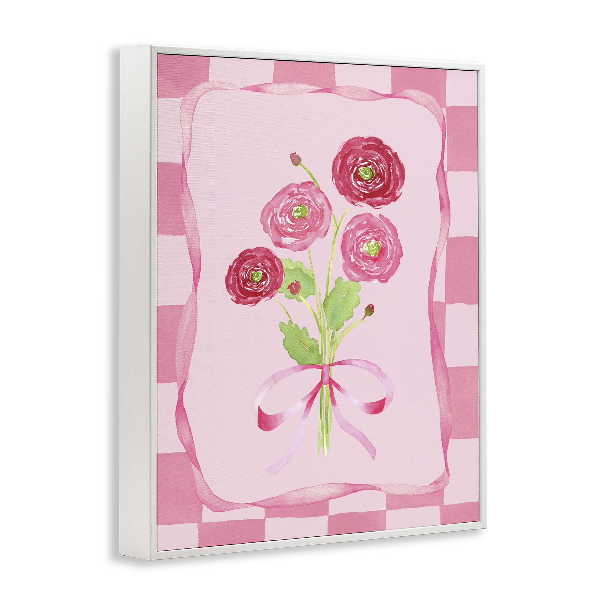 Pretty And Sweet Ranunculus White Framed Giclee Art, design by Nina Jacobs