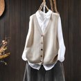 thumbnail image 2 of Sexlip Women V Neck Knit Vest Sleeveless Colorful Button Front Loose Fit Thick Knit Cardigan Waistcoat Casual Transitional Layering Outerwear Beige Free Size, 2 of 6