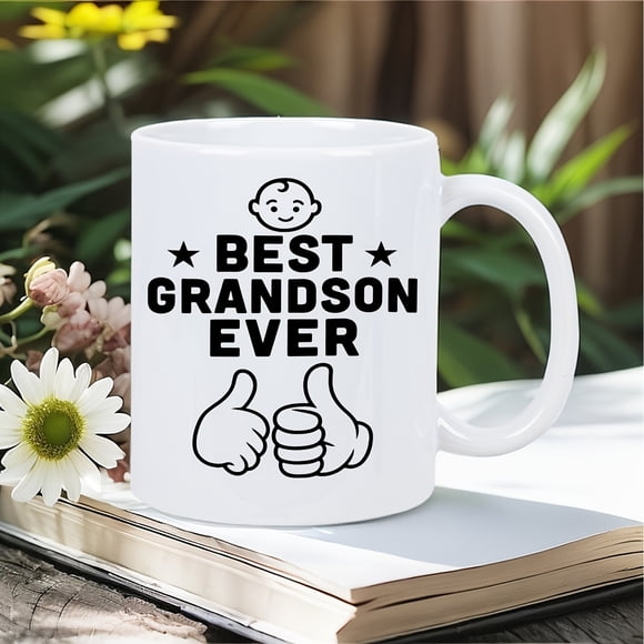 Best Grandson Ever Stylish Ceramic Mug | Printed Novelty Mug, Dishwasher Safe, Hand Wash Only, Reusable for Multipurpose Use