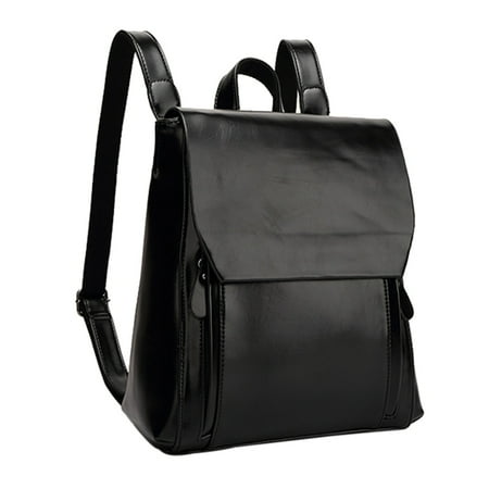 Korean Style Youth Ager Pu Backpack Schoolbag Shoulder Bag Outdoor Travel For Men Women College Black