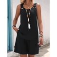thumbnail image 4 of Women's Round Neck O-Ring Sleeveless Tank Top and Shorts 2 Piece Outfit Set Black XL, 4 of 7