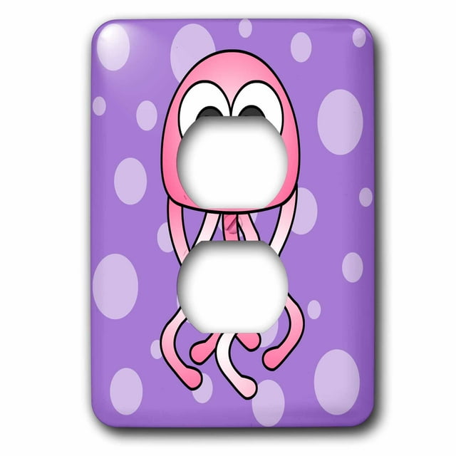 3dRose Pink Kawaii Jellyfish - 2 Plug Outlet Cover (lsp_6349_6)