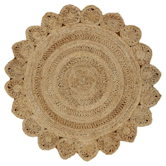 Ox Bay Birdie 7'6" Round Boho Hand-Braided Natural Jute Indoor Area Rug
