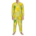 thumbnail image 3 of Kdxio Bright Lemons Men’s Pajama Set Pajamas For Men 2 Piece PJ Set with Men Pajama Pants and Long Sleeve T-Shirt Lounge Set-Medium, 3 of 7