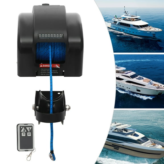Boat Winch, Electric Anchor Winch for 24ft Long Boats DC12V Motor Black Boat Marine Electric Anchor Winch