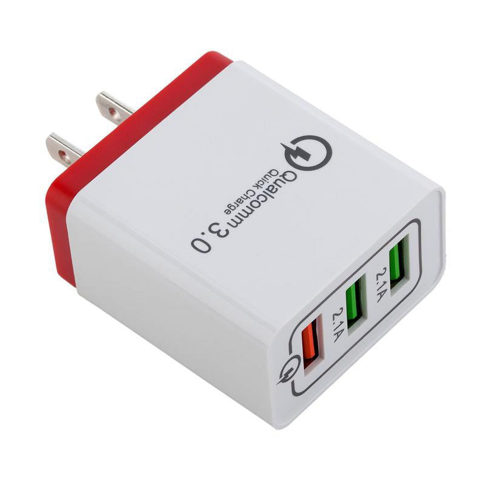 3-Port Quick Charge USB Wall Charger, FREEDOMTECH QC 3.0 USB Wall Charger Fast Qualcomm for iPhone X 8 Plus Samsung Galaxy Note 8, S8, S8 Plus, S7 S6 Edge+, Note 5/4/3, LG G5, G6 V20 Nexus 6, HTC 10