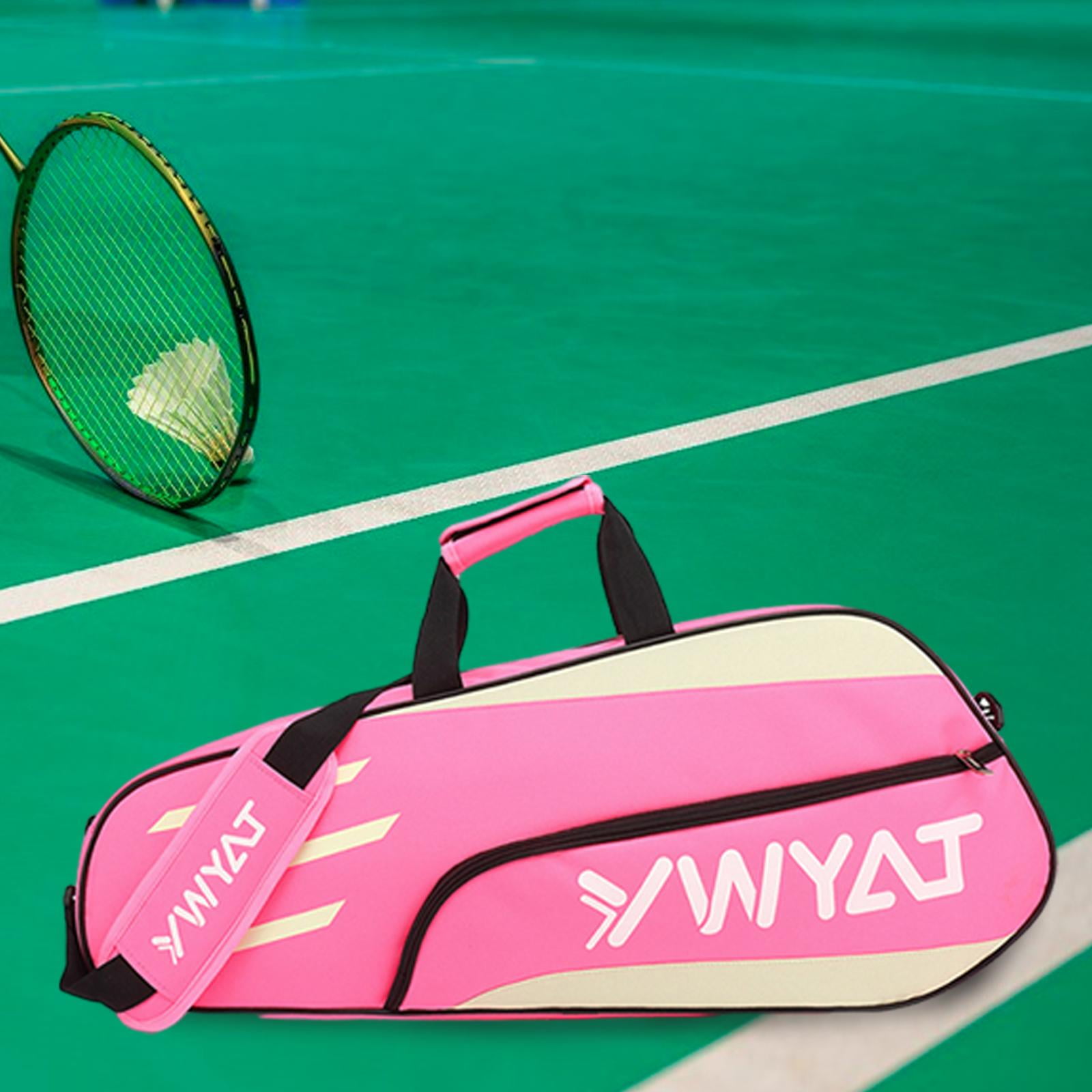 funtasica Badminton Racquet Bag Tennis Bag Outdoor Sports Gym Bag Large Capacity Racket Carry Bag Tennis Tote for Badminton Enthusiasts Pink White